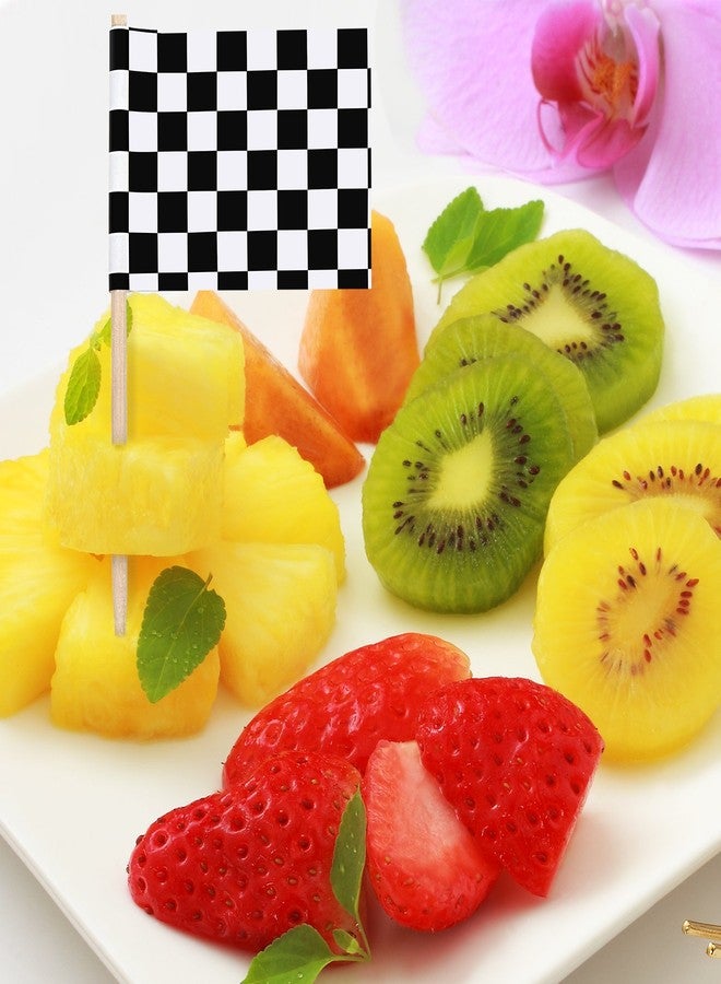 تيكيونايت مجموعة TecUnite المكونة من 100 قطعة من أغطية الكب كيك بنمط علم السباق، و100 قطعة من أعواد الأسنان بنمط علم السباق لتزيين الكيك (أسود وأبيض). - Image 5