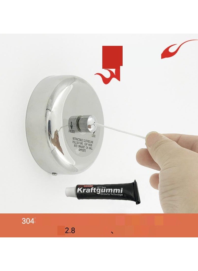 Loquat Stainless Steel Wall Mounted Clothes Line(2.8-Meter Round Nylon Rope without Pulley for Dual Use)