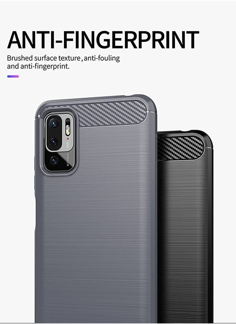 erorex - [1+2] For Xiaomi Poco M3 Pro 5G/Redmi Note 10 5G Case with 2 Tempered Glass Screen Protector, Soft TPU Bumper Flexible [Carbon Fiber Texture] Protective Cover for Redmi Note 10 5G (Blue) - Image 1