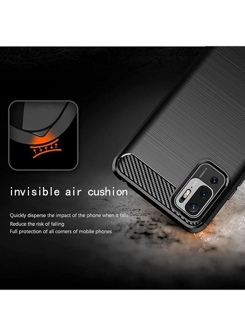 erorex - [1+2] For Xiaomi Poco M3 Pro 5G/Redmi Note 10 5G Case with 2 Tempered Glass Screen Protector, Soft TPU Bumper Flexible [Carbon Fiber Texture] Protective Cover for Redmi Note 10 5G (Blue) - Image 1