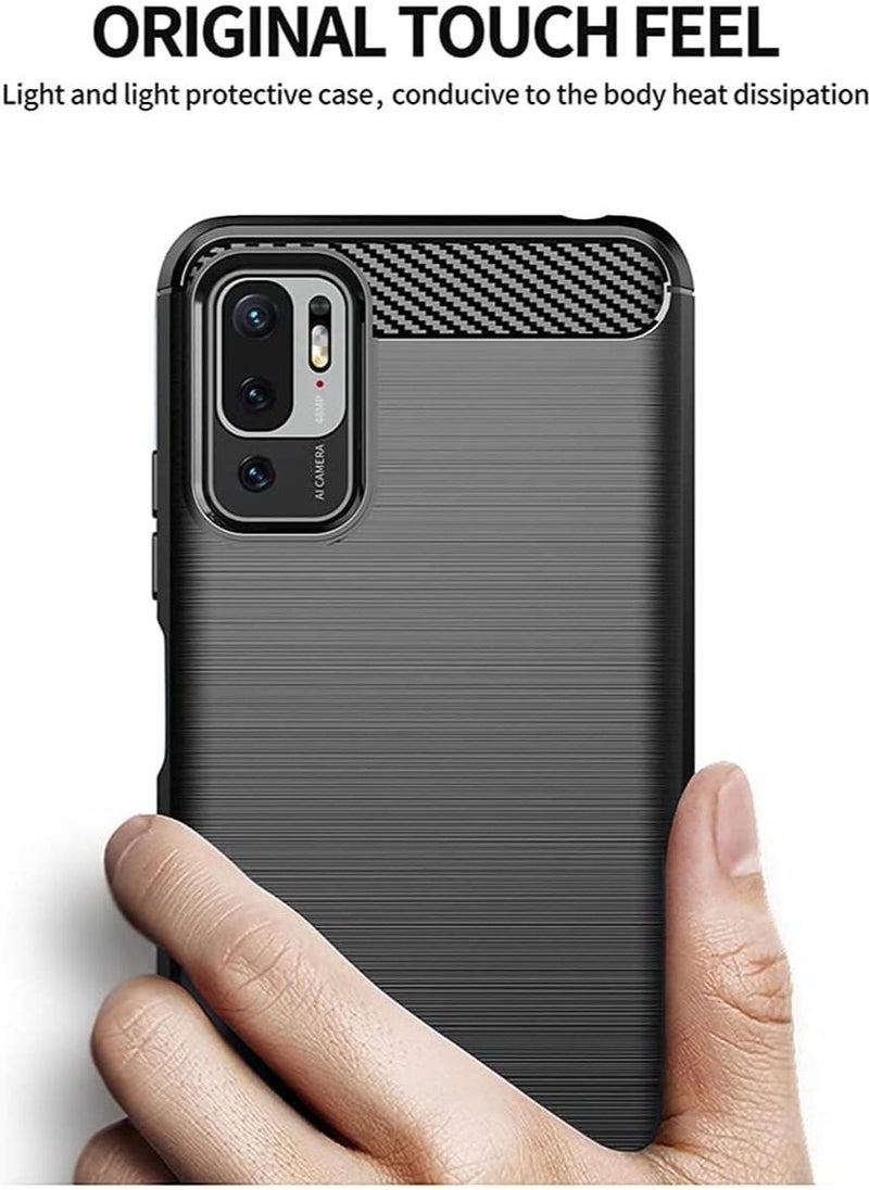 erorex - [1+2] For Xiaomi Poco M3 Pro 5G/Redmi Note 10 5G Case with 2 Tempered Glass Screen Protector, Soft TPU Bumper Flexible [Carbon Fiber Texture] Protective Cover for Redmi Note 10 5G (Blue) - Image 1