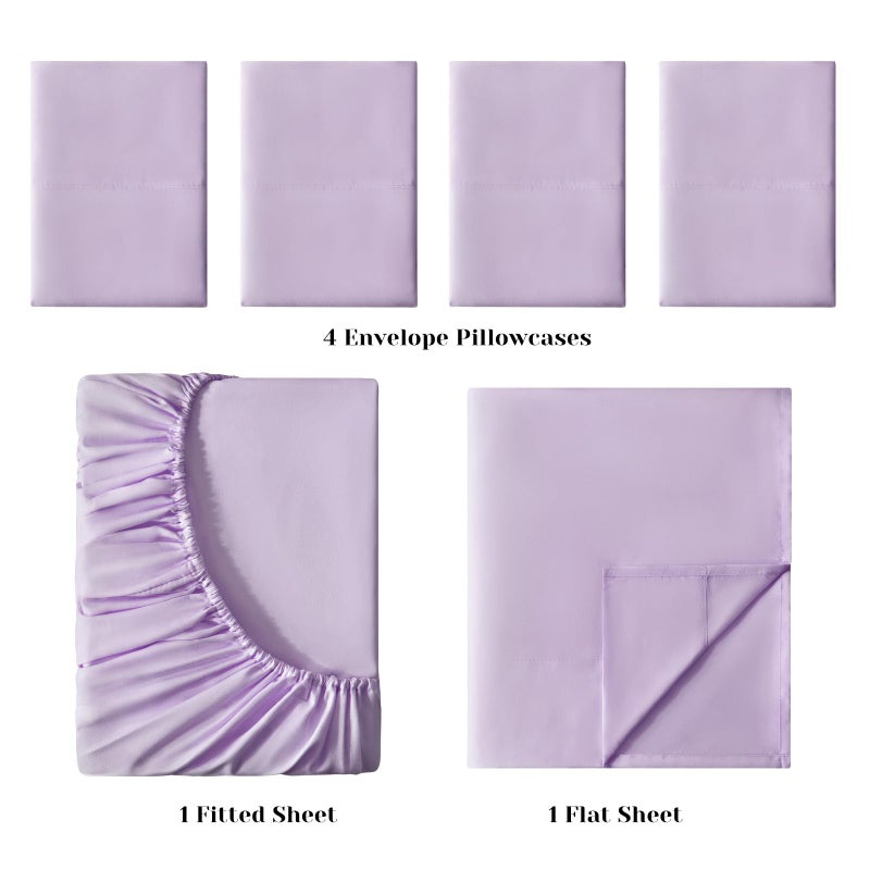 BYSURE 6 Pieces Bed Sheets Set(Full, Lavender) - Hotel Luxury Super Soft 1800 Thread Count 100% Microfiber Sheets with Deep Pockets, Wrinkle & Fade Resistant - Image 3