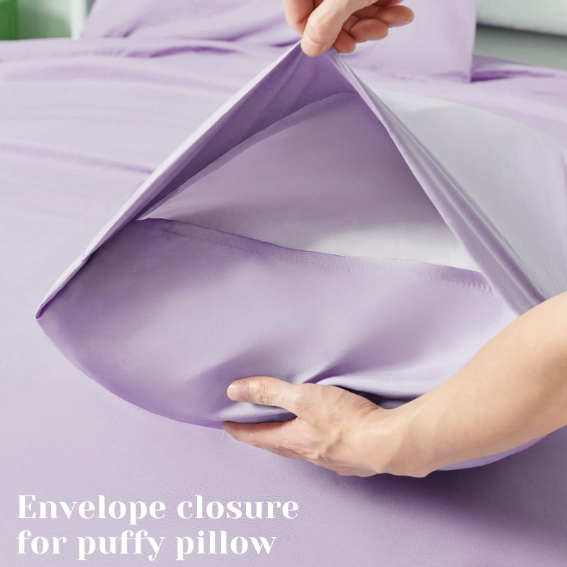 BYSURE 6 Pieces Bed Sheets Set(Full, Lavender) - Hotel Luxury Super Soft 1800 Thread Count 100% Microfiber Sheets with Deep Pockets, Wrinkle & Fade Resistant - Image 5