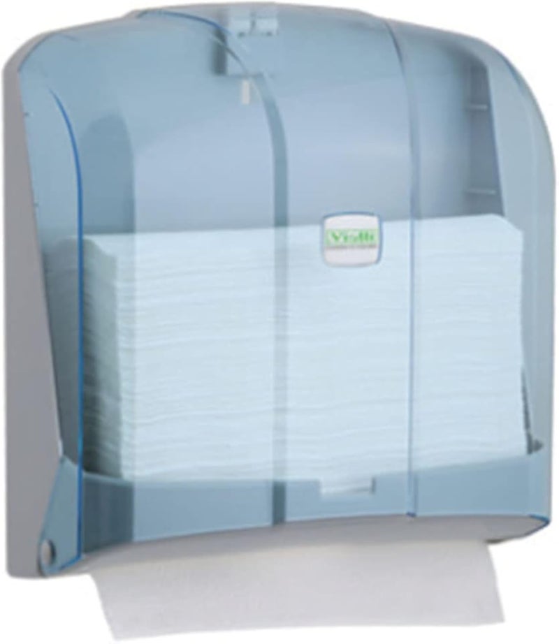 موزع مناشف ورقية فيالي قابل للطي على شكل حرف Z بسعة 300 منشفة ورقية، شفاف، ptc - td300