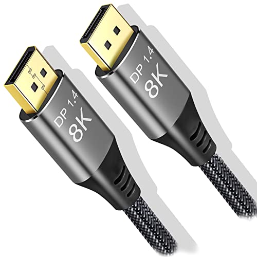 Angusplay 8K Display Port to DisplayPort Cable 1.4 10ft / 5ft / 15ft / 20ft / 25ft / 30ft Ultra HD 4K 144Hz, 8K 60Hz, HBR3(7680x4320 Resolution) High Speed 32.4Gbps, Long Braided DP 1.4 1.2 Cable - Image 1