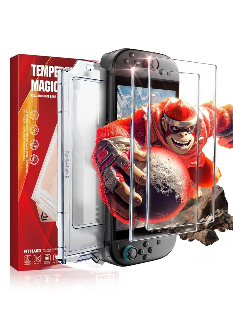 إكس ليفيل واقي شاشة لجهاز نينتندو سويتش 2 (عبوة من قطعتين) [ترقية 2025] (مضاد للوهج ومجموعة محاذاة تلقائية). واقي شاشة لجهاز نينتندو سويتش 2، زجاج مقسّى [متين للغاية] تغطية كاملة - شفاف. - Image 1
