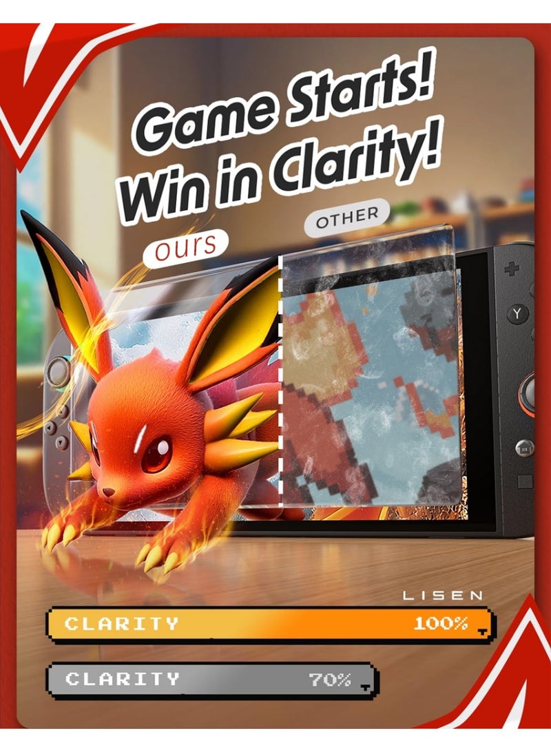 إكس ليفيل واقي شاشة لجهاز نينتندو سويتش 2 (عبوة من قطعتين) [ترقية 2025] (مضاد للوهج ومجموعة محاذاة تلقائية). واقي شاشة لجهاز نينتندو سويتش 2، زجاج مقسّى [متين للغاية] تغطية كاملة - شفاف. - Image 3