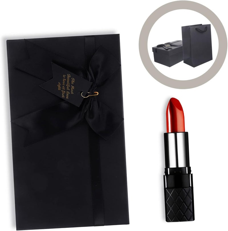 صندوق تغليف عطر وأحمر شفاه أنيق باللون الأسود، مزين بشريط، مناسب لعيد الحب، للمناسبات الرومانسية - Image 5