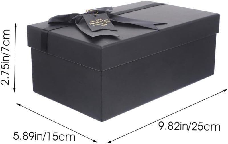صندوق تغليف عطر وأحمر شفاه أنيق باللون الأسود، مزين بشريط، مناسب لعيد الحب، للمناسبات الرومانسية - Image 2