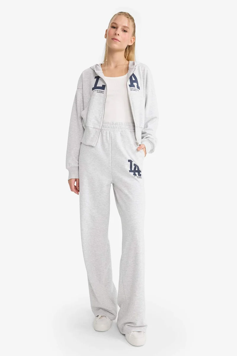 Defacto Wide Leg Elastic Waist Printed Sweatpants