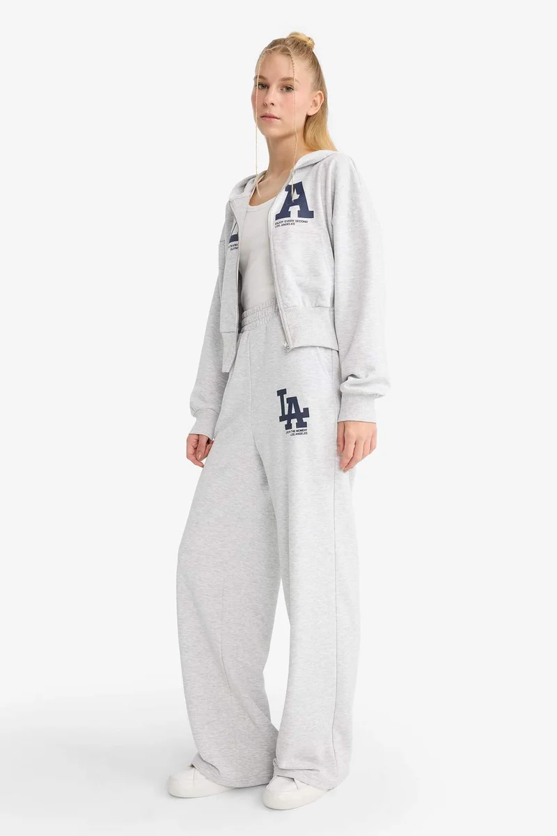 Defacto Wide Leg Elastic Waist Printed Sweatpants