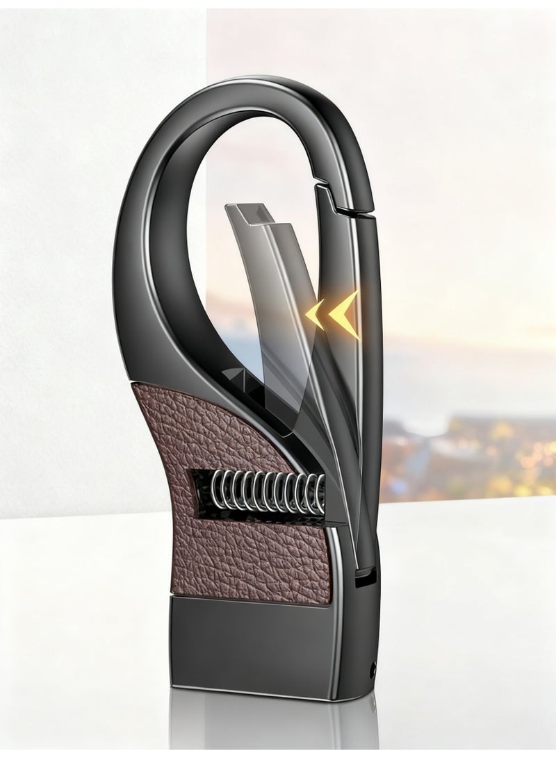 Car Keychain Made of high-Grade Fashionable and simple Leather, Key Organizers Lychee pattern (Brown) - Image 3