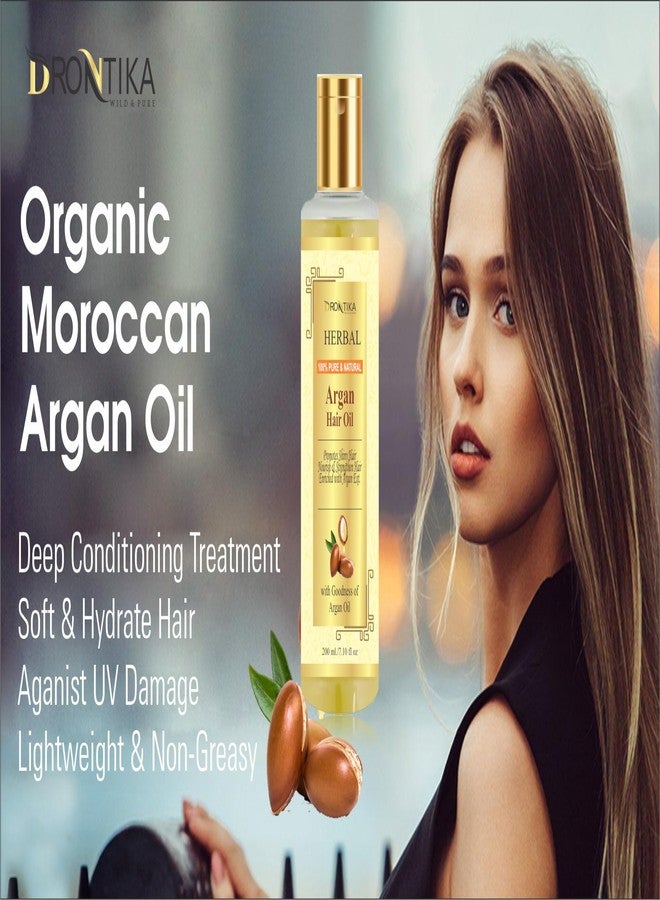 Drontika Herbal Moroccan Argan Hair Oil - Cold Pressed - No Mineral Oil & Silicones-For Shiny Nourished Hair - 200mL - Image 3