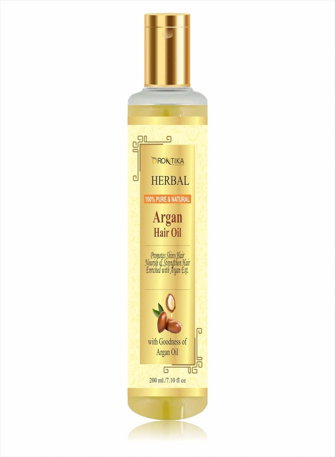 Drontika Herbal Moroccan Argan Hair Oil - Cold Pressed - No Mineral Oil & Silicones-For Shiny Nourished Hair - 200mL - Image 1