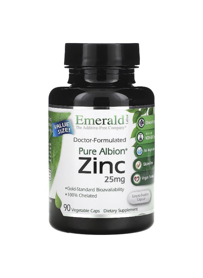 Emerald Laboratories Emerald Laboratories, Pure Albion, Zinc, 25 mg, 90 Vegetable Caps  - Image 1