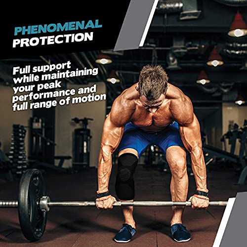 POWERLIX Knee Compression Sleeve (Pair) - Best Knee Brace for Knee Pain for Men & Women – Knee Support for Running, Basketball, Volleyball, Weightlifting, Gym, Workout, Sports - (Black M) - Image 4
