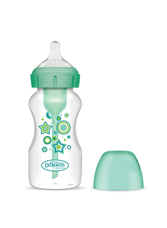دكتور براونز 9 oz/270 mL PP W-N Anti-Colic Options+ Baby Bottle, Green Stars, 1-Pack