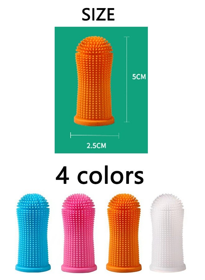 Degrees Dog and Cat Finger Toothbrush Cleaning Dog Fingers Silicone Brushing  Dental Care, 4 PCS (Blue, Pink, Orange, White) - Image 3