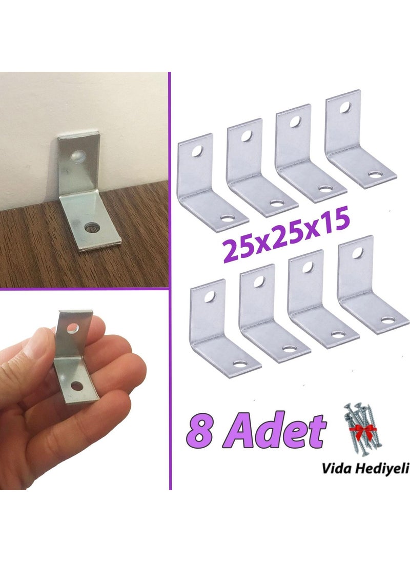 Glaswen 8 Pieces Furniture Cabinet Wall Stabilizer Corner Connection L Iron Square Earthquake Safety 25 x 25 x 15 mm  - Image 5