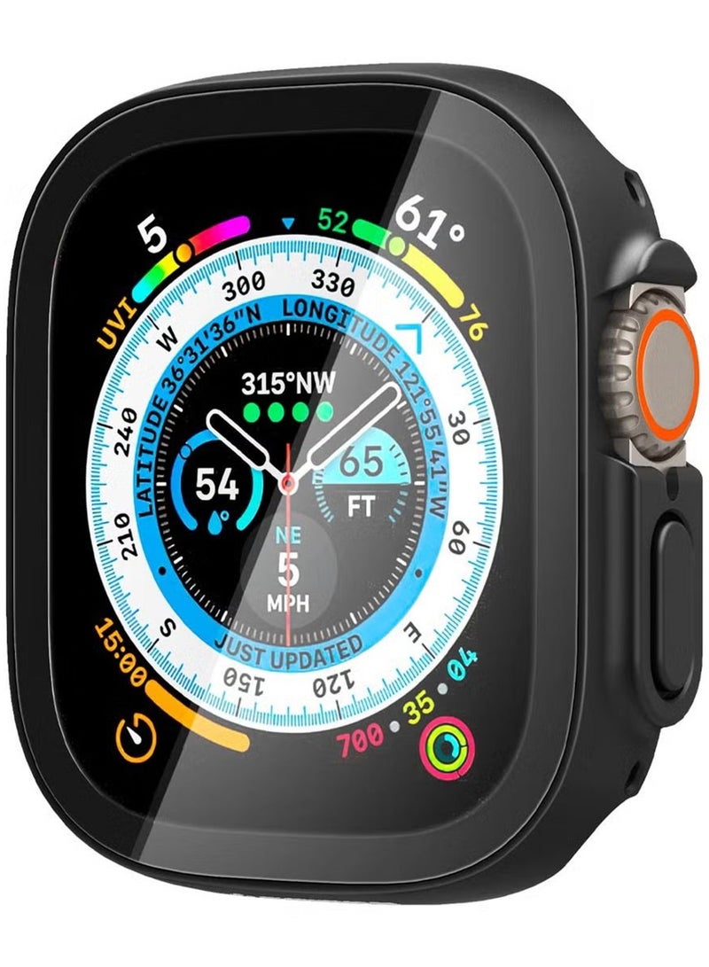 ولديك حافظة حماية لساعة Apple Watch Ultra 2/Ultra (49 ملم) مع واقي شاشة | مصد رياضي متين مصمم لساعة Apple Watch Ultra 2/Ultra (49 ملم) | حافظة مدمجة بواقي شاشة من الزجاج المقوى 9H، غطاء حماية صلب من البولي كربونات - أسود - Image 2