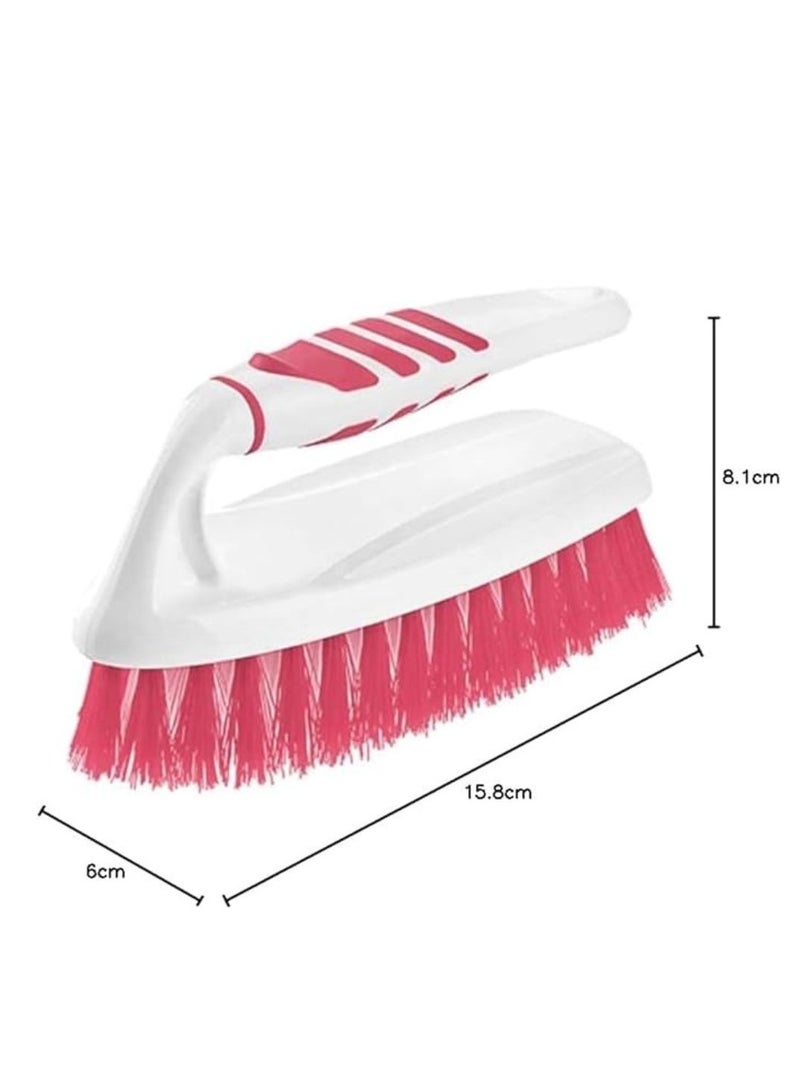 Titiz Plastic cleaning brush hand scrubbing brush with handle grip for easy cleaning floor & carpet. red  - Image 2