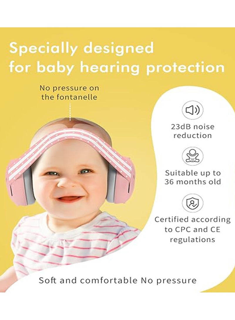 NNEWVANTE حماية أذن الأطفال، سماعات إلغاء الضوضاء للأطفال، سماعات تخفيض الضوضاء للرضع والأطفال حتى 36 شهر - وردي - Image 2