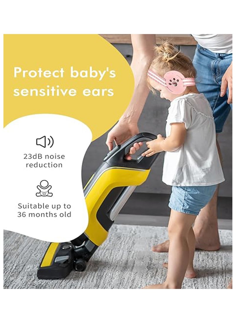 NNEWVANTE حماية أذن الأطفال، سماعات إلغاء الضوضاء للأطفال، سماعات تخفيض الضوضاء للرضع والأطفال حتى 36 شهر - وردي - Image 5