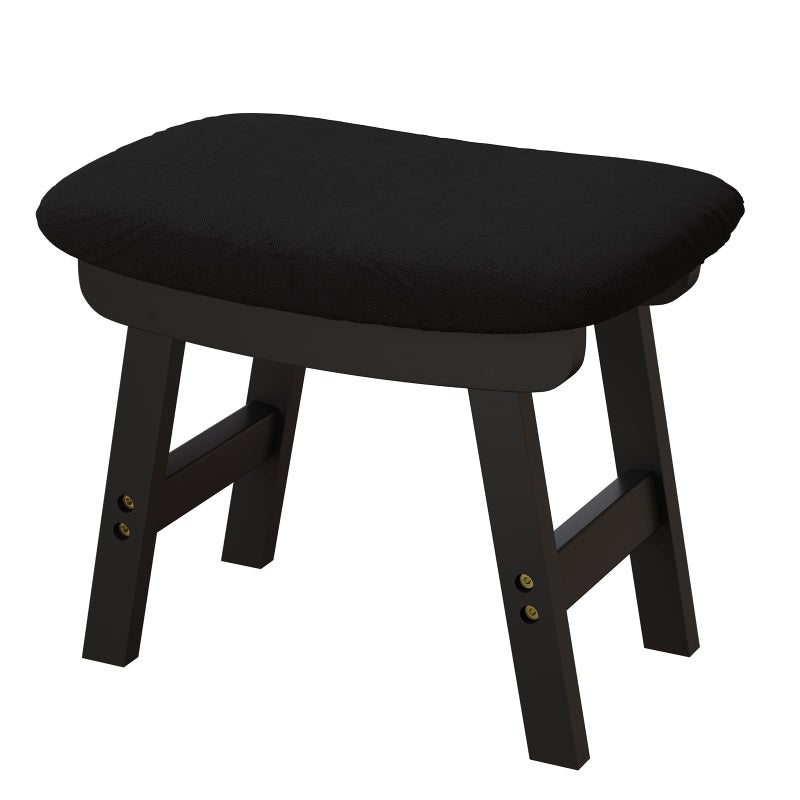 viewcare Small Ottoman Foot Rest Black Foot Stool Wooden Foot Stool for Living Room Bedroom Kitchen