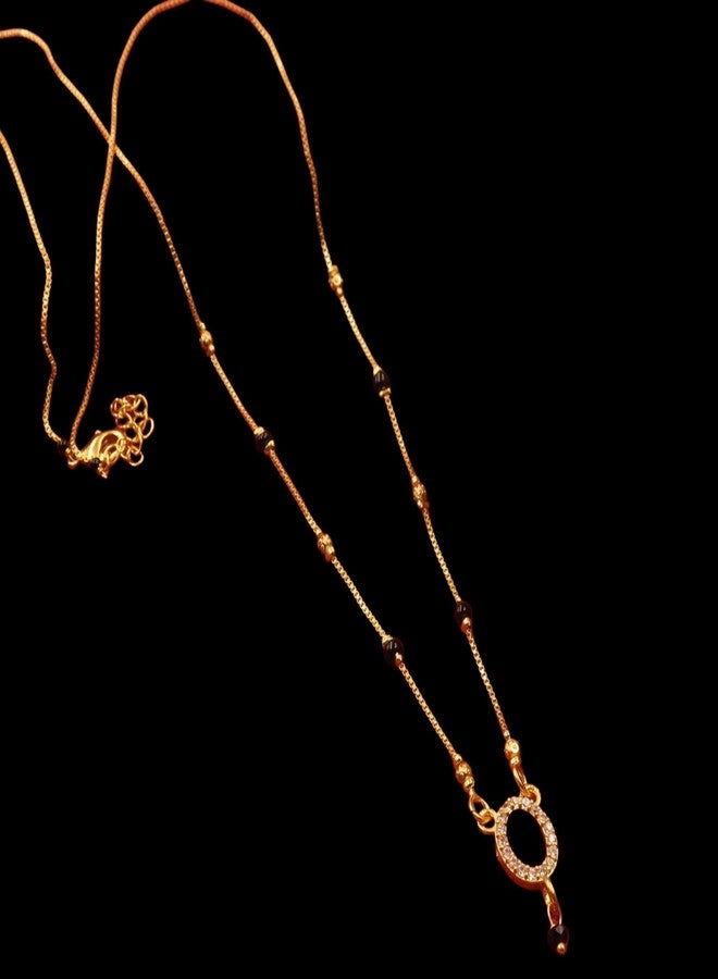 قلادة مانجالسوترا قصيرة من AAIKU مطلية بالذهب المصقول ومرصعة بالألماس الأمريكي، بطول 18 بوصة، هدية مثالية للنساء لحفلات الزفاف والذكرى السنوية والمناسبات الخاصة. - Image 3