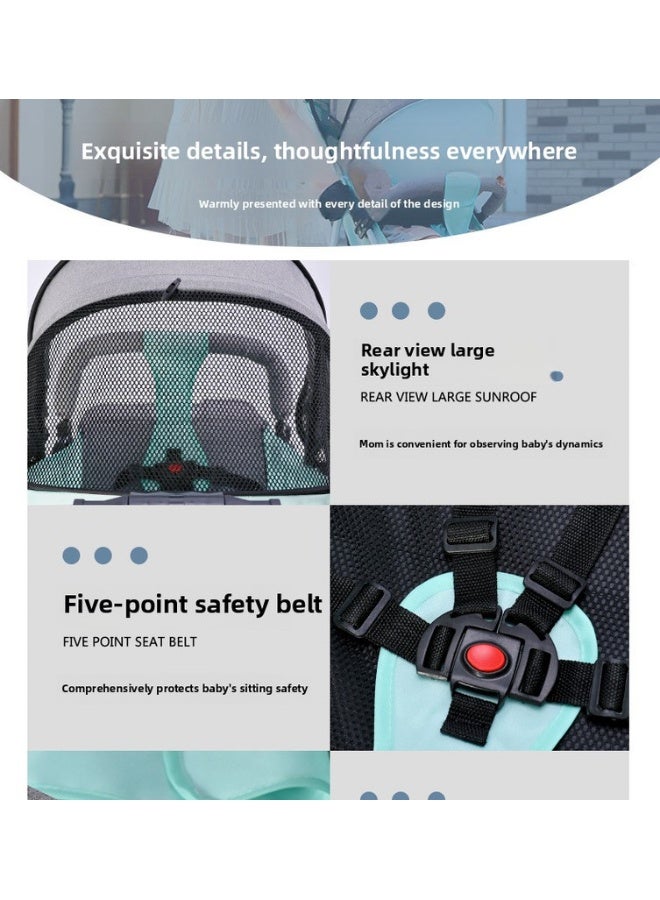 ORiTi عربة أطفال خفيفة الوزن قابلة للطي، يمكن الجلوس أو الاستلقاء، قابلة للسحب بسهولة بنقرة واحدة - أخضر - Image 4