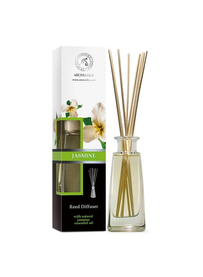Aromatika Jasmine Reed Diffuser W/Natural Essential Jasmine Oil 3.4 Fl Oz (100Ml) Fresh & Long Lasting Fragrance Scented Reed Diffuser Gift Set W/ 8 Bamboo Sticks Good For Aromatherapy Spa Home - Image 1