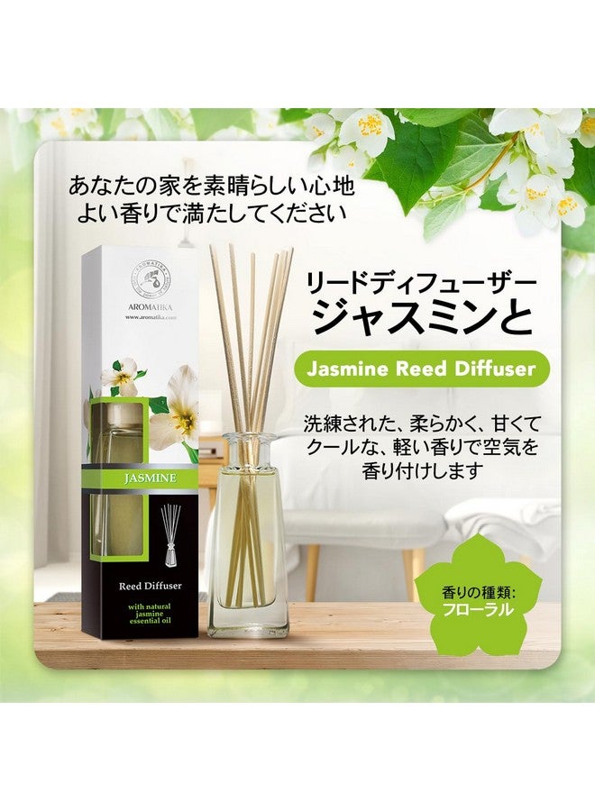 Aromatika Jasmine Reed Diffuser W/Natural Essential Jasmine Oil 3.4 Fl Oz (100Ml) Fresh & Long Lasting Fragrance Scented Reed Diffuser Gift Set W/ 8 Bamboo Sticks Good For Aromatherapy Spa Home - Image 2