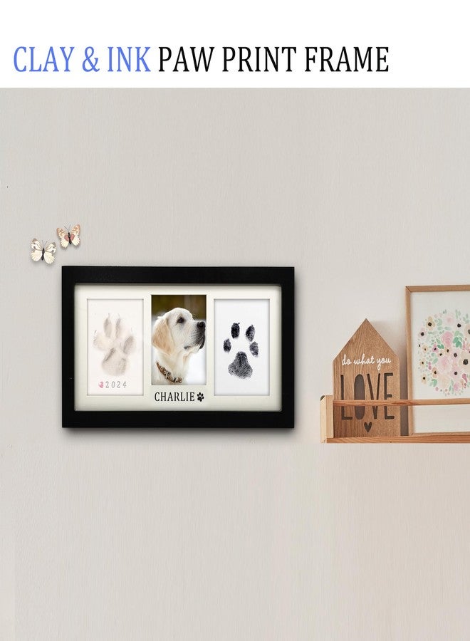 MYPAWLETS Paw Print Frame Kit,Dog/Cat Paw Print Kit,Soft Pawprint Clay&Clean Touch Ink Pad,Pet Paw Print Impression Kit with Customization Tool,Wooden Pet Memorial Frame,DIY Dog Lover Gifts-Black - Image 2