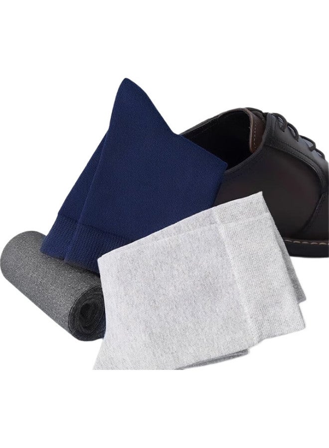 Cotton Thirteen Mianshisan Men'S Socks [100% Pure Cotton], Mid-Calf, Spring And Autumn, Antibacterial, Odor-Resistant, Solid Color, Business Casual, Breathable, 5 Pairs - Image 1