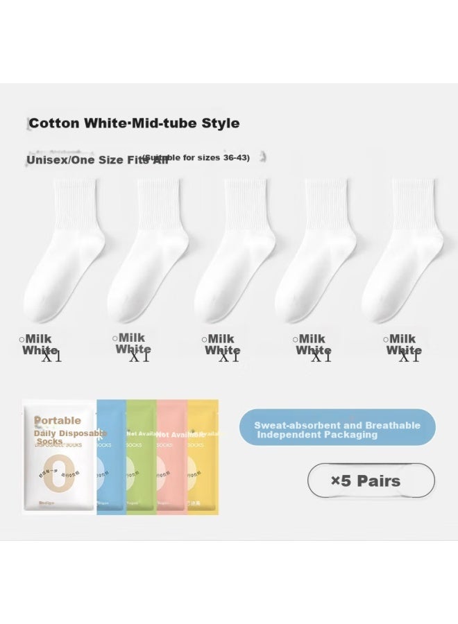 Badigao Disposable Socks For Women, Wash-free Daily Disposable Portable Mid-tube Short-tube Breathable Odor-proof Independent Bag Packed Travel Socks - Image 2