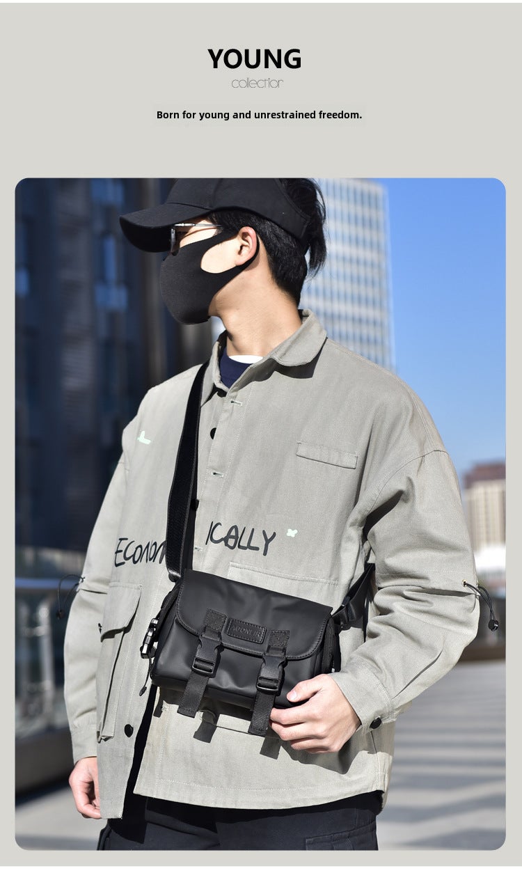 Agoneir Fashion Men'S Shoulder Bag Casual Trendy Japanese Style Small Square Bag Water-Repellent Korean Style - Image 3