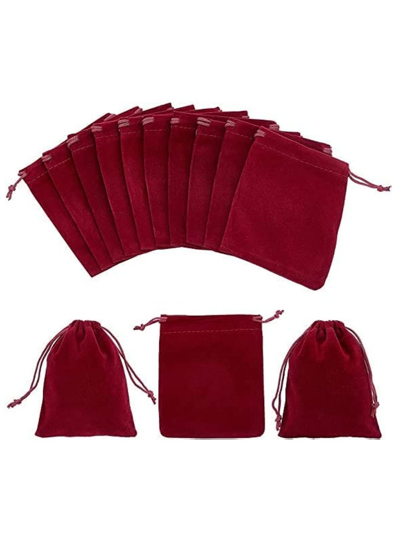 MARKQ Velvet Gift Bags 12 x 16 cm Drawstring jewelry pouches for Candy Wedding Party Favor Bags Maroon | 12 Bags - Image 1