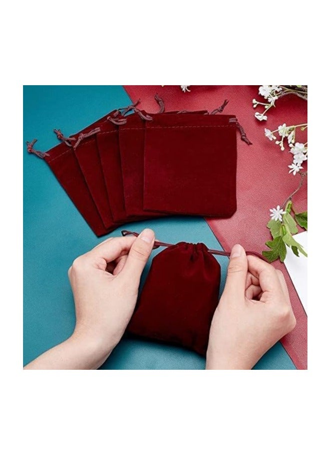 MARKQ Velvet Gift Bags 12 x 16 cm Drawstring jewelry pouches for Candy Wedding Party Favor Bags Maroon | 12 Bags - Image 3