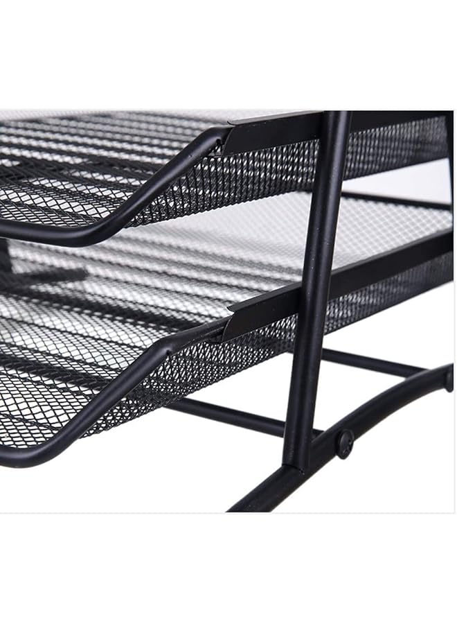 Maxi 3Trbl 3Tires Mesh 3 Tier Document Tray Black Metal A4 Paper Office Tray Letter Organizer Holder Desktop Accessories3 Tires Black - Image 4