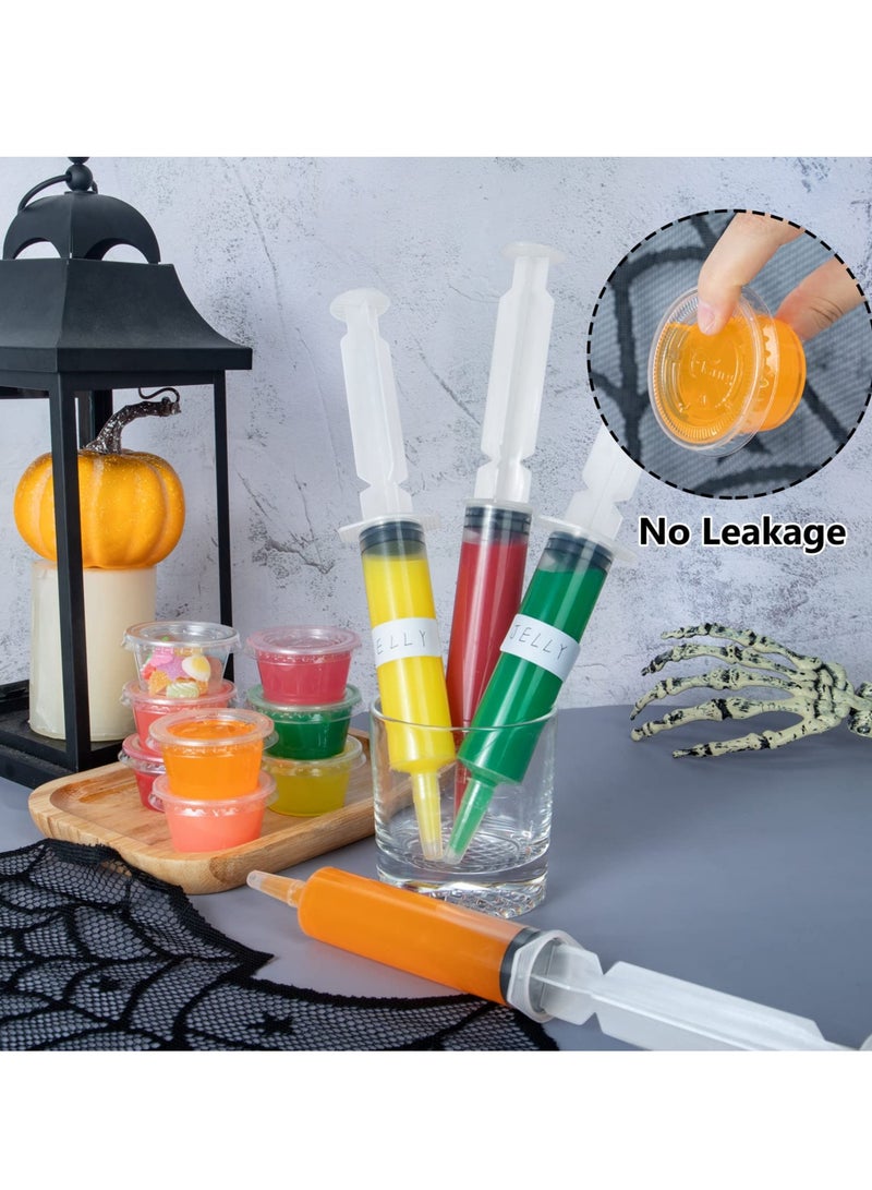 SYOSI Jello Shot Syringes Set, Include 25 2 oz Syringes for Jello Shots, 25 Jello Shot Cups with Lids, 2 Cleaning Brush, Condiment Containers for Bachelorette Parties Summer Party Supplies 50 Pack - Image 4