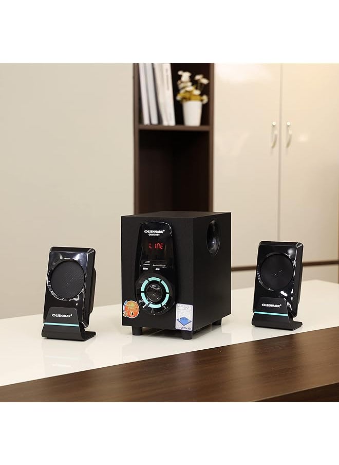 Olsenmark - High Power 2.1 Multimedia Speaker Omms1169 Usb Sd Fm Bluetooth Function With Led Display 5000W Pmp0 Speaker Unit Perfect For Home Party White - Image 1