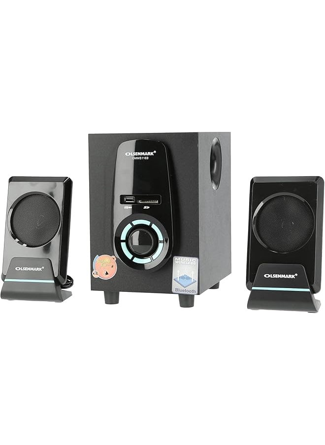 Olsenmark - High Power 2.1 Multimedia Speaker Omms1169 Usb Sd Fm Bluetooth Function With Led Display 5000W Pmp0 Speaker Unit Perfect For Home Party White - Image 1