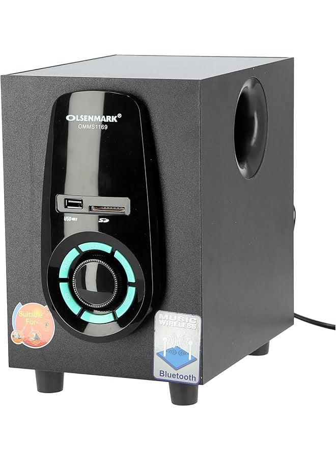 Olsenmark - High Power 2.1 Multimedia Speaker Omms1169 Usb Sd Fm Bluetooth Function With Led Display 5000W Pmp0 Speaker Unit Perfect For Home Party White - Image 1