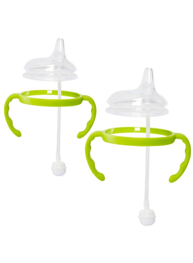 Botabee Soft Spout Transition Sippy Cup Kit For Comotomo Baby Bottles | Conversion Kit Fits 5 Ounce And 8 Ounce Bottles | Sippy Cup Baby Bottle Nipple With Weighted Straw And Bottle Handles (2 Pack, Green) - Image 1
