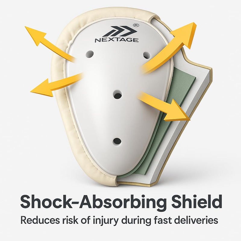 Nextage حماية البطن للكريكيت للرجال | واقي الفخذ مع حشوة ناعمة وقشرة ممتصة للصدمات | خفيف الوزن، ملائم ومريح | مثالي للكريكيت بالكرة الجلدية (للرجال) - Image 3