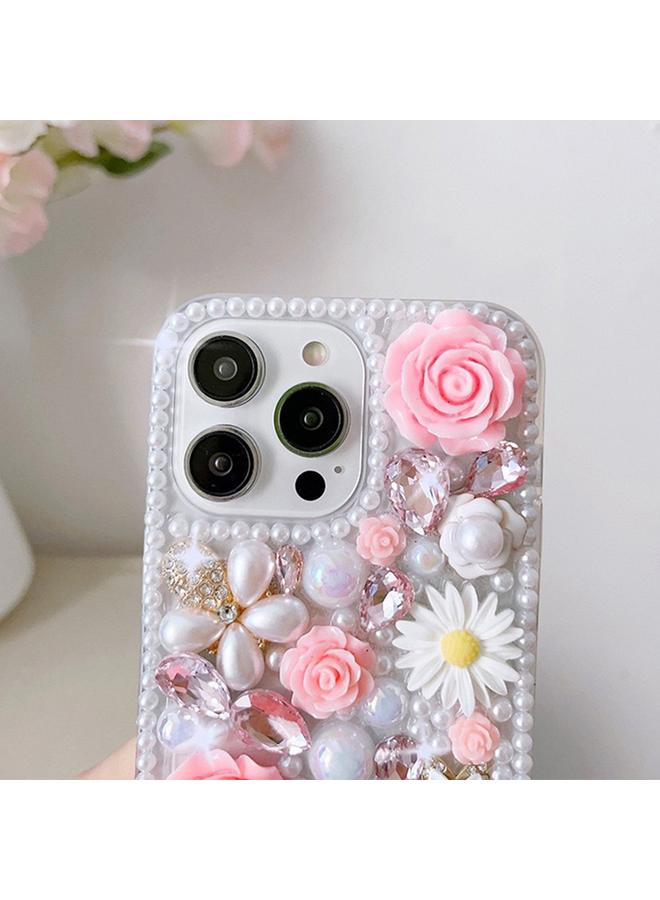 S-TOP Case For iPhone 13 Pro Rose Hand-set Diamond PC Phone Case - Image 5