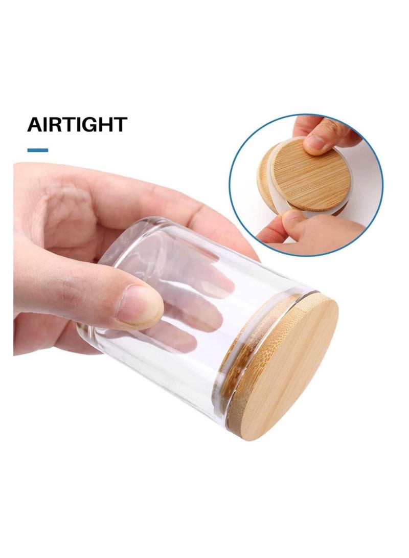 فوفو 12 عبوة من برطمانات الشموع الزجاجية سعة 8 أونصة مع أغطية من الخيزران لصنع الشموع، وعلب شموع فارغة بأغطية خشبية، وحاويات شموع كبيرة نظيفة - آمنة للاستخدام في غسالة الأطباق - Image 3