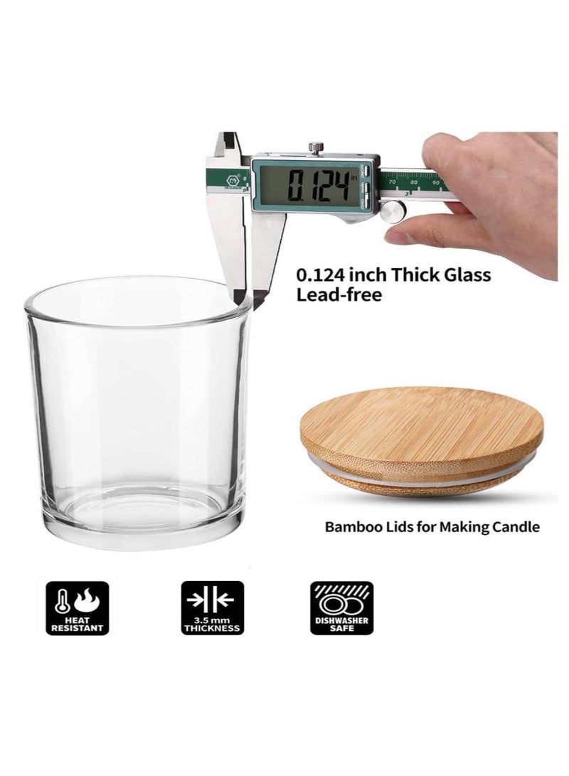 فوفو 12 عبوة من برطمانات الشموع الزجاجية سعة 8 أونصة مع أغطية من الخيزران لصنع الشموع، وعلب شموع فارغة بأغطية خشبية، وحاويات شموع كبيرة نظيفة - آمنة للاستخدام في غسالة الأطباق - Image 4