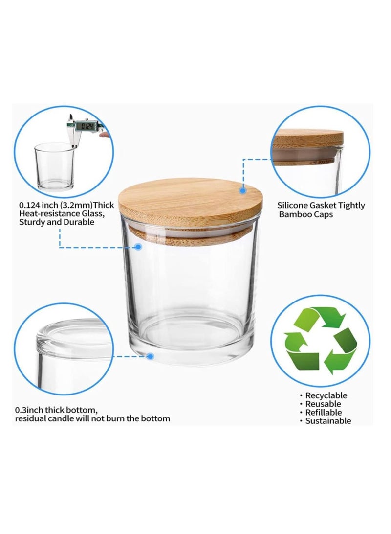 فوفو 12 عبوة من برطمانات الشموع الزجاجية سعة 8 أونصة مع أغطية من الخيزران لصنع الشموع، وعلب شموع فارغة بأغطية خشبية، وحاويات شموع كبيرة نظيفة - آمنة للاستخدام في غسالة الأطباق - Image 5