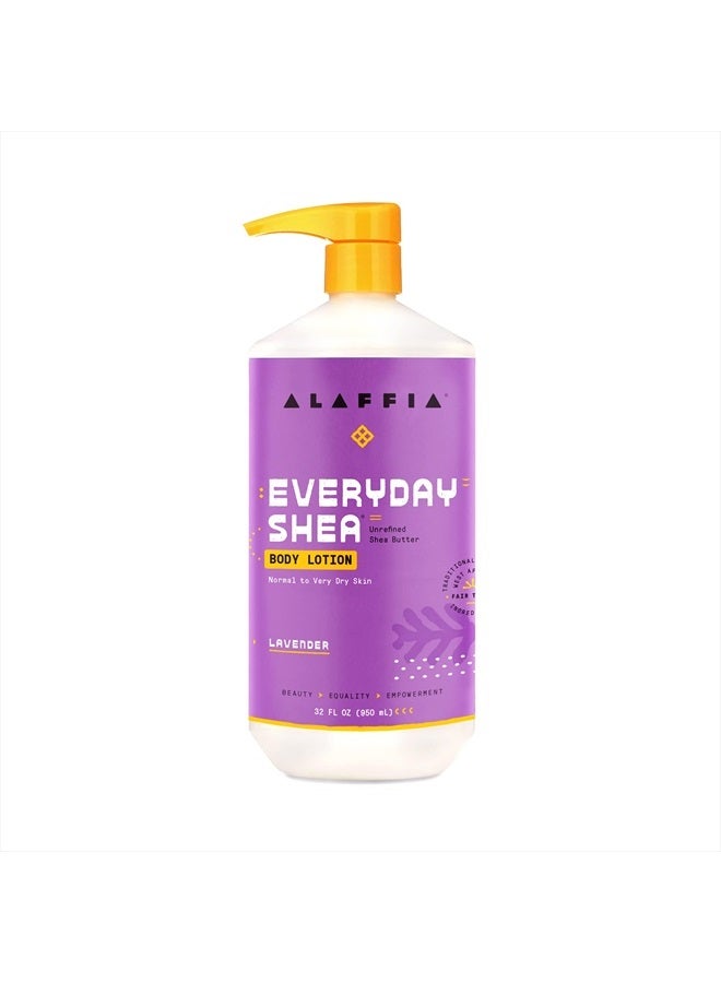 Alaffia EveryDay Shea Body Lotion - Normal to Very Dry Skin, Moisturizing Support for Hydrated, Soft, and Supple Skin with Shea Butter and Lemongrass, Fair Trade, Lavender, 32 Fl Oz - Image 1